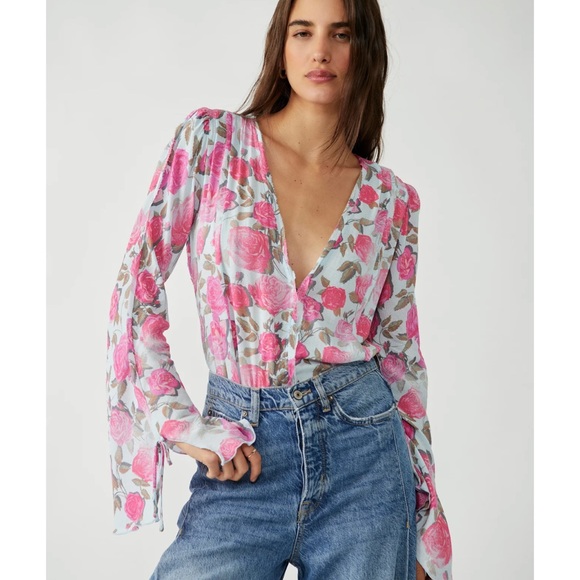 Free People Everything's Rosy Bodysuit in Icy Combo - Picture 2 of 13